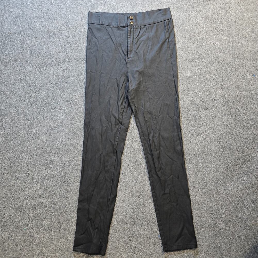 ShowPo Pants Womens Size 14 Black Vegan Leather Taper Stretchy Capsule Minimal
